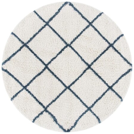 Safavieh 3 x 3 ft. Hudson Shag Power Loomed Round Area Rug; Ivory & Slate Blue SGH281T-3R